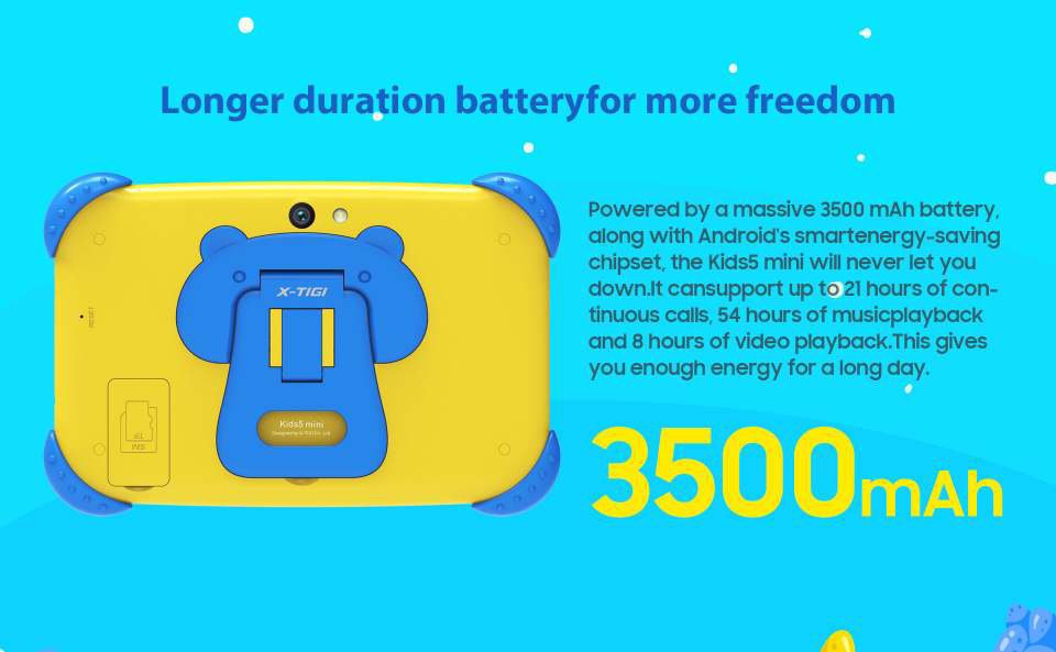 Tablette Éducative Kids 5 mini – 3G – 5″ – 16GO Rom / 2 Go Ram – 1 sim – Quad-Core – 3500 Mah – jaune – 12 mois de garantie – Image 3
