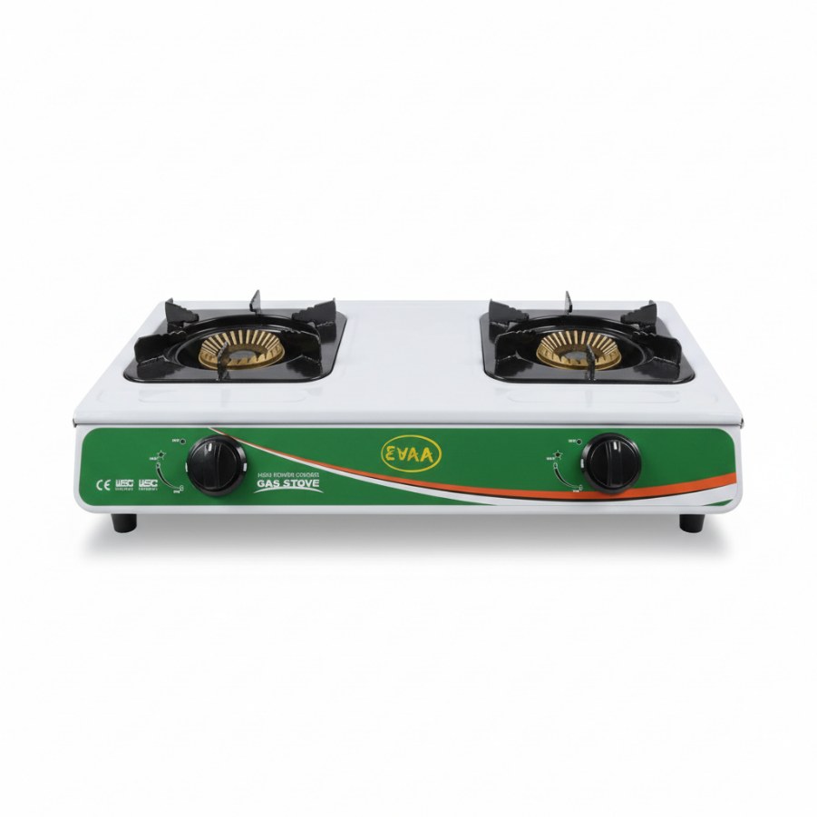 Plaque à Gaz 2 foyers EVAA, aluminium lourd, automatique, Gris, modèle STY-602