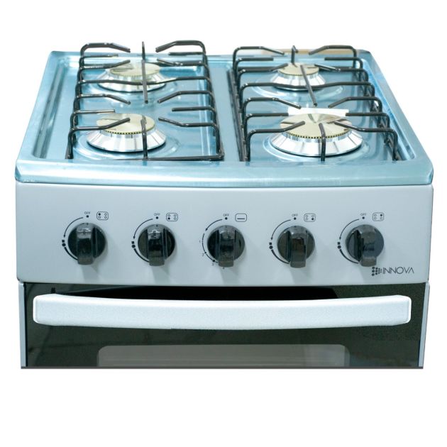 Cuisinière à gaz INNOVA - 4 feux - IN50GS - 50 X 50 cm - Noir/Gris - 6 Mois – Image 2