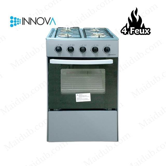 Cuisinière à gaz INNOVA - 4 feux - IN50GS - 50 X 50 cm - Noir/Gris - 6 Mois