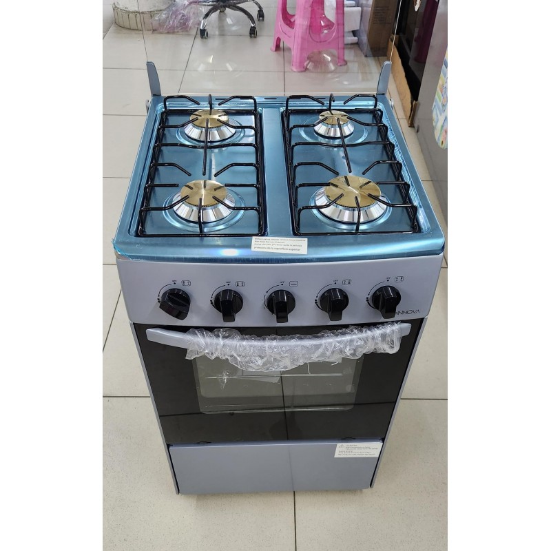 Cuisinière à gaz INNOVA - 4 feux - IN50GS - 50 X 50 cm - Noir/Gris - 6 Mois – Image 4