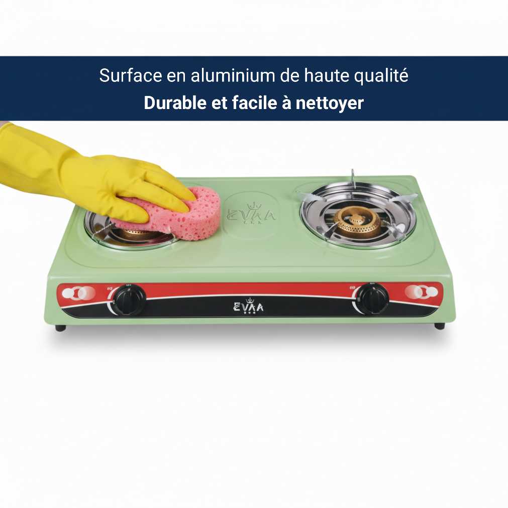 Plaque à Gaz EVAA 2 Foyers - Couleur Turquoise | Design Unique & Tendance - garantie 6 mois – Image 2