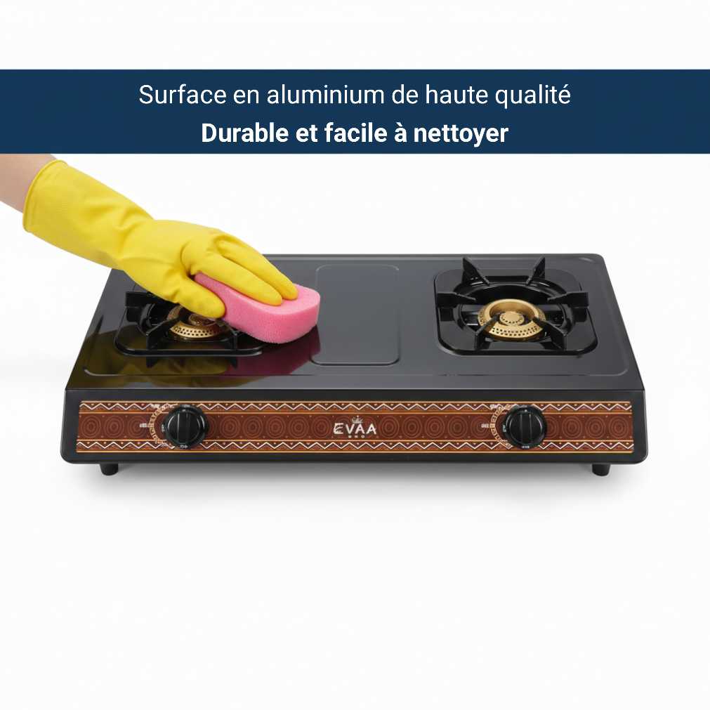 Plaque à Gaz EVAA 2 Foyers - Modèle EVP-010 | Design Élégant & Aluminium Haute Qualité - garantie 6 mois – Image 3