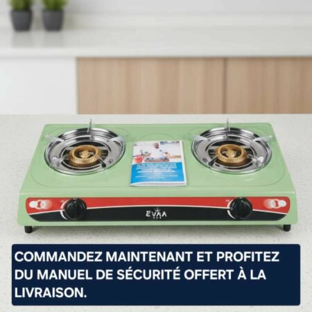 Plaque à Gaz EVAA 2 Foyers - Couleur Turquoise | Design Unique & Tendance - garantie 6 mois