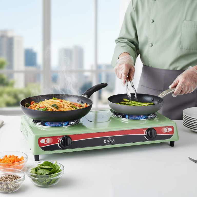 Plaque à Gaz EVAA 2 Foyers - Couleur Turquoise | Design Unique & Tendance - garantie 6 mois – Image 3