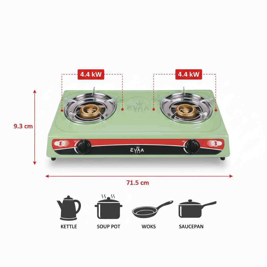 Plaque à Gaz EVAA 2 Foyers - Couleur Turquoise | Design Unique & Tendance - garantie 6 mois – Image 6