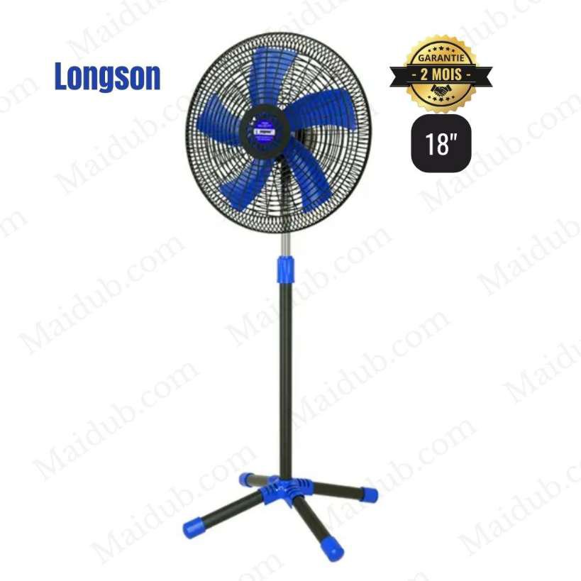 Ventilateur Longson LS-V005 - pieds croisés - 65W - bleu-noir - garantie 2mois