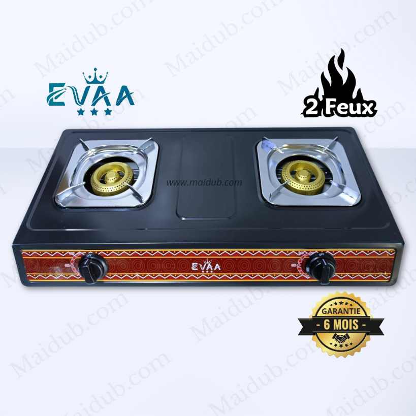 Plaque à Gaz 02 foyers EVAA, automatique, Noir, modèle EVP-010 - garantie 6 mois