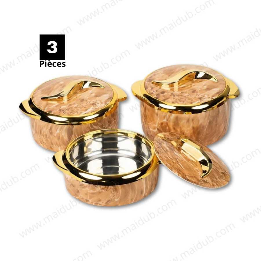 Assiettes thermos GOLDEN TOUCH - intérieur en inox - marron