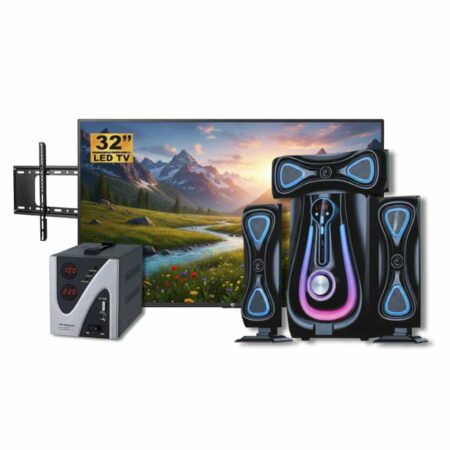Pack TV LED ND 32 pouces + Woofer +  Stabilisateur de courant+ Support TV offert - Garantie 6 mois