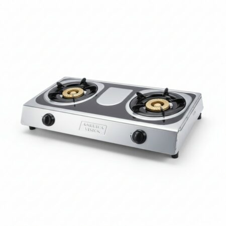 Plaque a gaz haut de gamme - 2 foyers - VISION - Allumage automatique - en acier robuste - couleur argent